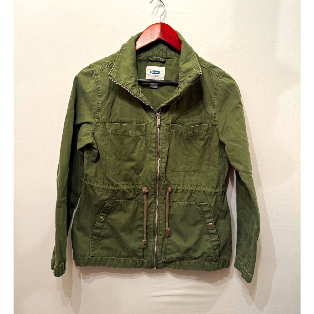 Old Navy Women’s XS Green Field Jacket Full Zip Collared Pockets Drawstring